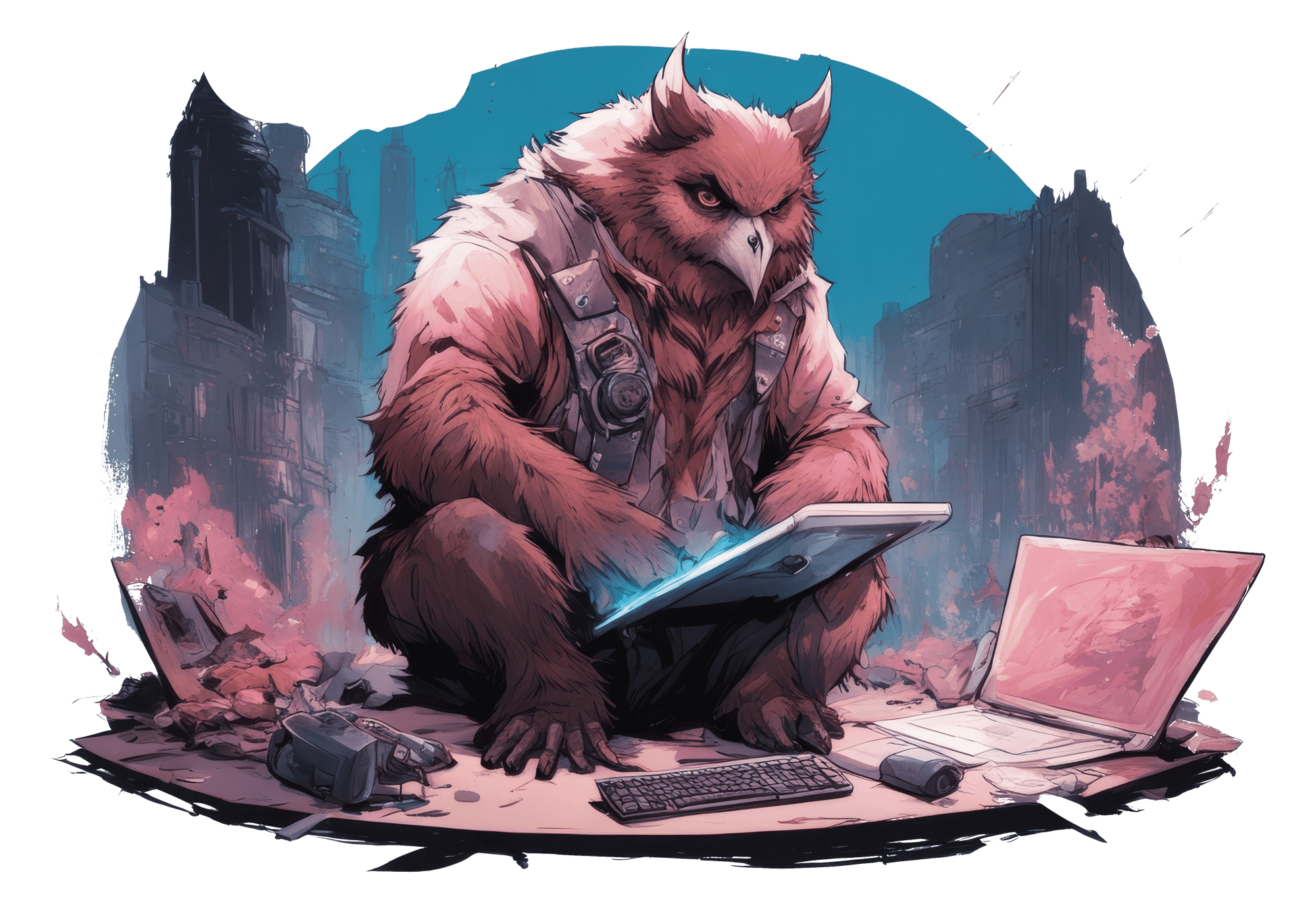 Owlbear at a computer Owlbear at a computer